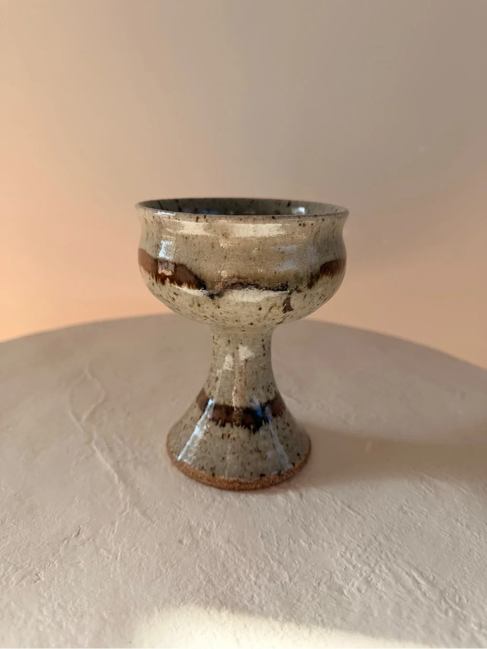 VINTAGE STUDIO POTTERY HANDMADE WINE GOBLET WABI SABI MCM MINIMAL QUIET LUXURY